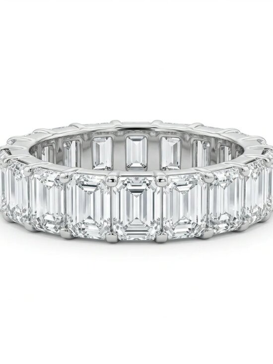 AdornA Jewelry - Emerald Cut Diamond 14K (18K Custom) White Gold Eternity Ring